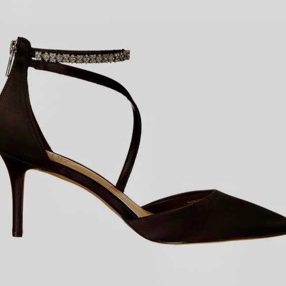 Jewel Badgley Mischka Alaia Pointed-Toe Kitten Heel~Black~Size 8.5 - Picture 2 of 16